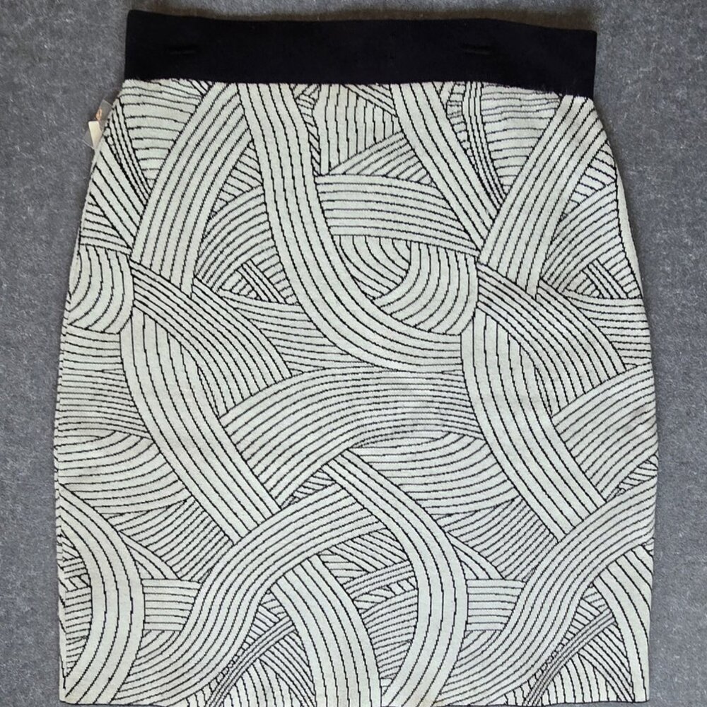 Maeve by Anthropologie White & Black Abstract Woven Print Skirt Size XL NWT - Picture 6 of 10